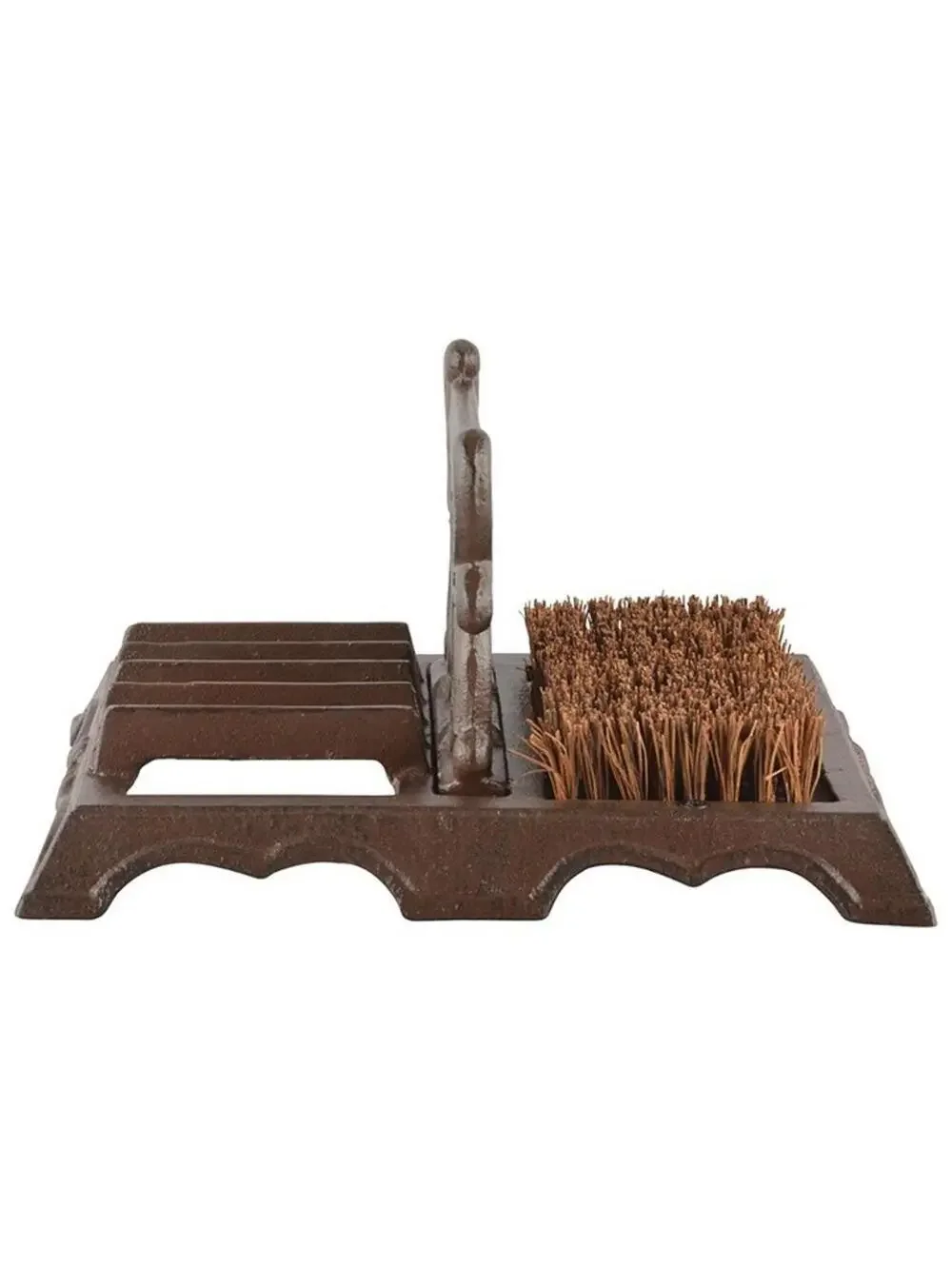 Cast Iron Boot Scraper & Brush Antique Brown Scroll Leaf Design NEW